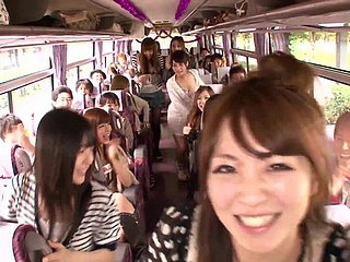 Ridiculous Orgy in a Moving Bus with Load of shit Sucking and Riding Japanese Sluts